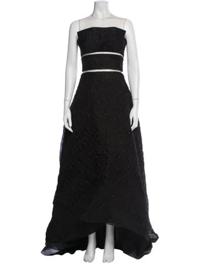 Pre-owned Angel Sanchez Patterned Long Dress In Black