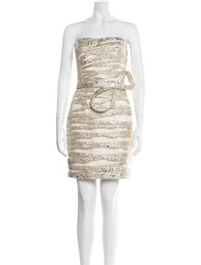 Pre-owned Angel Sanchez Patterned Mini Dress In Neutrals