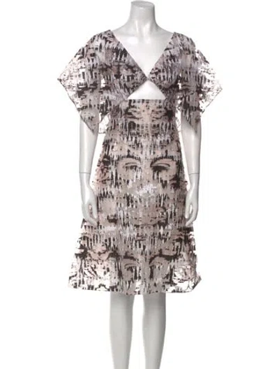 Pre-owned Angel Sanchez Printed Midi Length Dress In Neutral