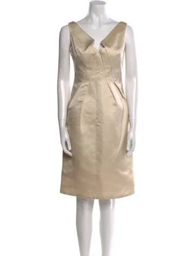 Pre-owned Angel Sanchez Silk Knee-length Dress In Neutral