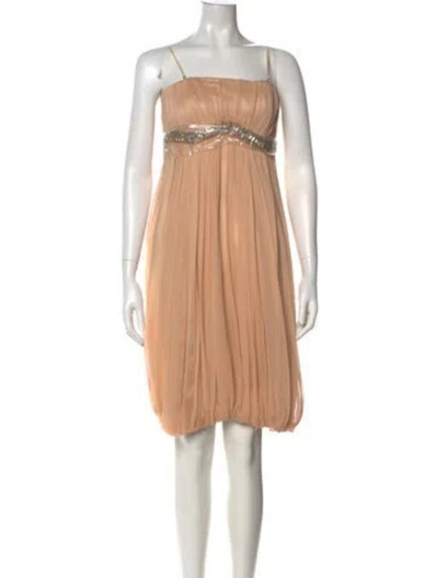Pre-owned Angel Sanchez Silk Knee-length Dress In Neutral