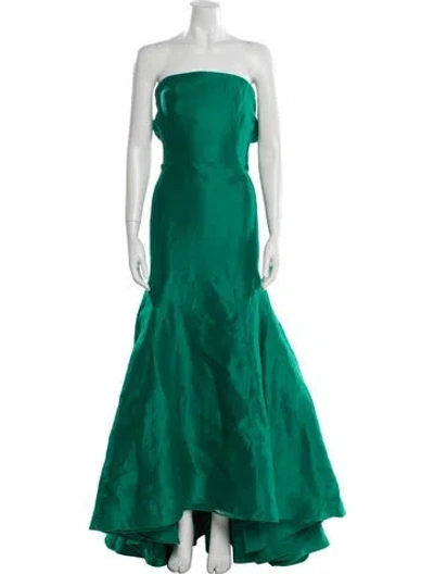 Pre-owned Angel Sanchez Silk Long Dress In Green