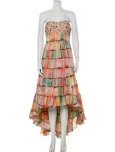 Pre-owned Angel Sanchez Silk Long Dress In Neutral