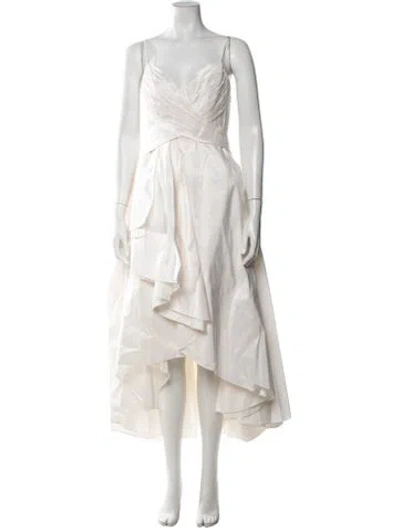 Pre-owned Angel Sanchez Silk Long Dress In Neutrals