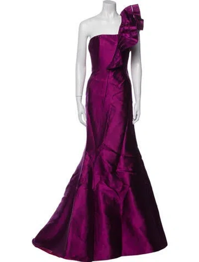 Pre-owned Angel Sanchez Silk Long Dress In Purple
