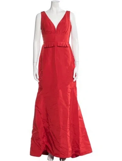 Pre-owned Angel Sanchez Silk Long Dress In Red