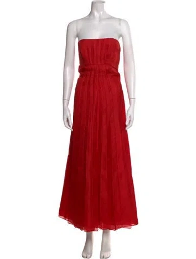 Pre-owned Angel Sanchez Silk Long Dress In Red