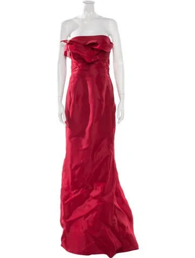 Pre-owned Angel Sanchez Silk Long Dress In Red