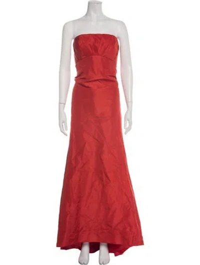 Pre-owned Angel Sanchez Silk Long Dress In Red
