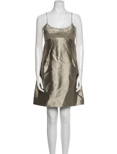 Pre-owned Angel Sanchez Silk Mini Dress In Gray