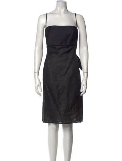 Pre-owned Angel Sanchez Square Neckline Knee-length Dress In Black
