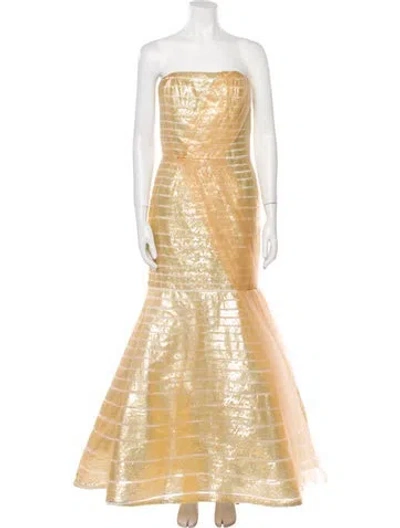 Pre-owned Angel Sanchez Strapless Long Dress In Neutral