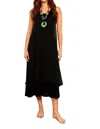 Angel Sheer Detail Maxi Dress In Black Multi In Black