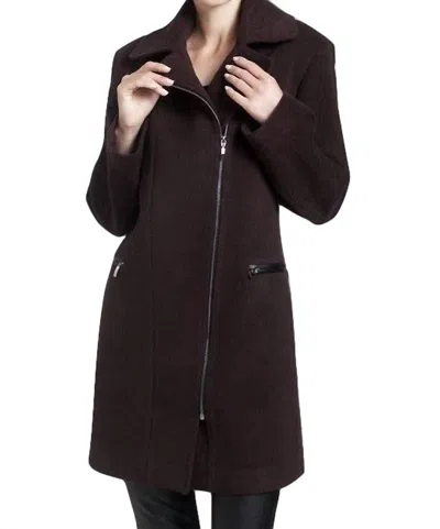 Angel Side-zip Car Coat In Brown In Red