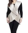 ANGEL SIGNATURE WRAP SWEATER IN TAUPE/WHITE