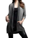 Angel Slash Back Cardigan In Charcoal In Grey