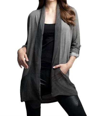 Angel Slash Back Cardigan In Charcoal In Grey