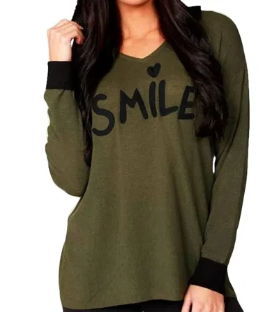 Angel Smile Hoodie In Moss/black In Green