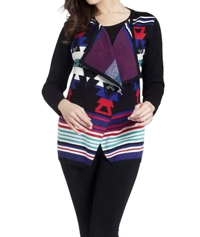 Angel Southwest Draped Cardigan In Black Multi In Purple