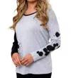 ANGEL SPLATTER COLOR BLOCK CREW NECK SWEATER IN FROST COMBO