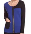 ANGEL STITCH DETAIL REVERSIBLE CARDIGAN IN BLACK/COBALT