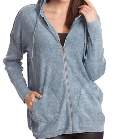 Angel Stonewash Hoodie In Light Blue In Grey