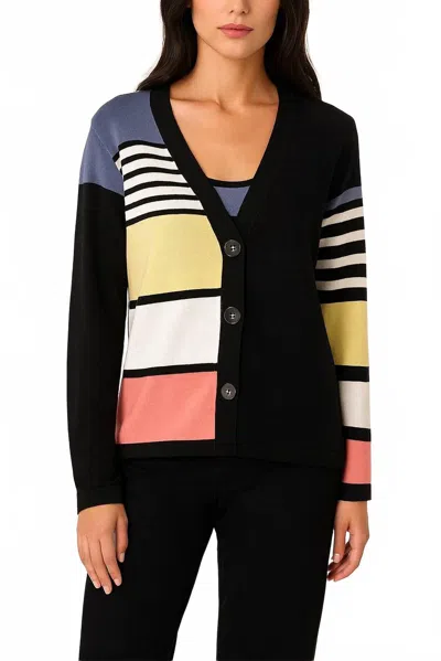 Angel Stripe Cardigan In Black Multi