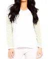 ANGEL STRIPE V-NECK LONG SLEEVE IN WHITE MULTI