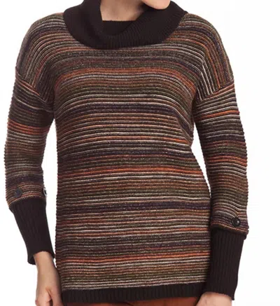 Angel Striped Detachable Sleeve Pullover In Black Multi In Brown