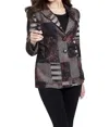 ANGEL TAPESTRY CHENILLE 2-BUTTON CARDIGAN IN BLACK MULTI