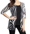 Angel Textured Wave Long Cardigan In Black/white In Multi