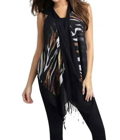 Angel Tiger Stripes Long Vest In Black Multi