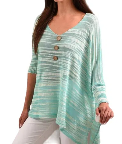 Angel V-neck 3/4 Sleeve Tunic In Mint In Blue