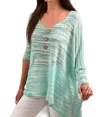 Angel V-neck 3/4 Sleeve Tunic In Mint In Multi