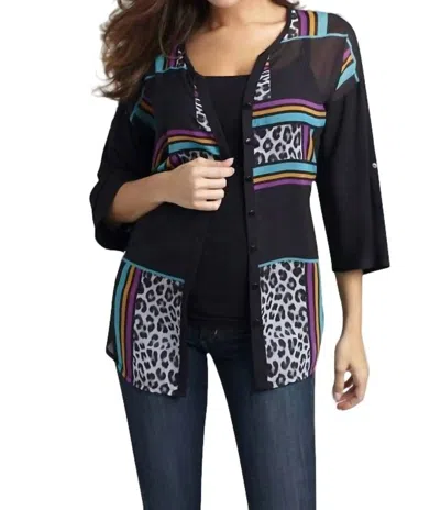 Angel Wild Hues Long Cardigan In Black Multi