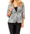 Angel Wild One Button Blazer In Aquawhite In Multi