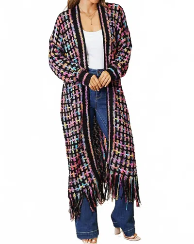 Angel Wings By Lucy Full Size Open Front Fringe Hem Cardigan In Multicolor