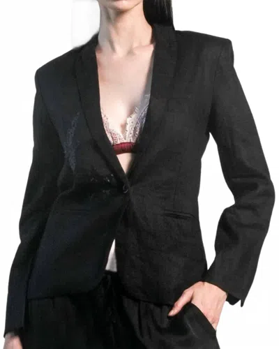 Angel Wings By Lucy Paris Linen Jacket Blazer In Black