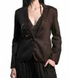 Angel Wings By Lucy Paris Linen Jacket Blazer In Chocolate In Brown