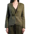 Angel Wings By Lucy Paris Linen Jacket Blazer In Olive In Green