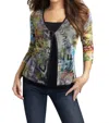 Angel Collage One-button Cardigan In Black Multi