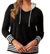 Angel Zig Zag Hoodie In Black/white In Black