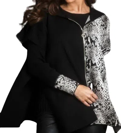 Angel Zip Poncho In Multi In Black