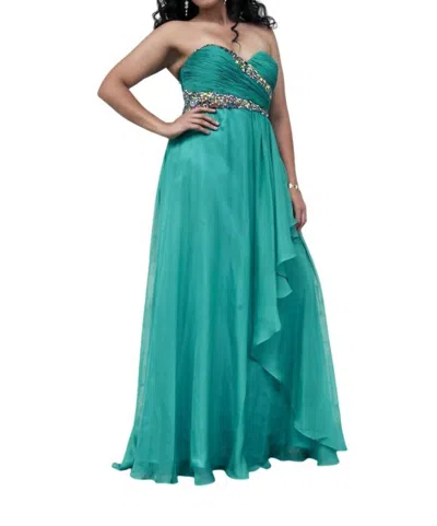 Angela & Alison Asymmetrical Prom Dress In Green