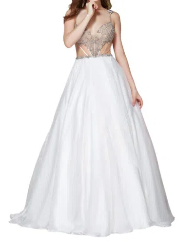 Angela & Alison Corset Prom Dress In Ivory In White