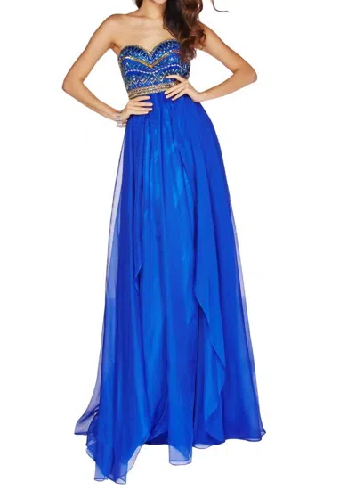 Angela & Alison Jeweled Prom Dress In Royal Blue