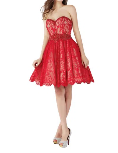 Angela & Alison Short Prom Dress In Hot Red