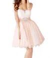 Angela & Alison Short Prom Dress In Peach In Pink