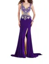 Angela & Alison Sparkling Prom Dress In Majestic Purple In Multi