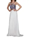 Angela & Alison Sparkly Prom Dress In Ivory/multi In Multi